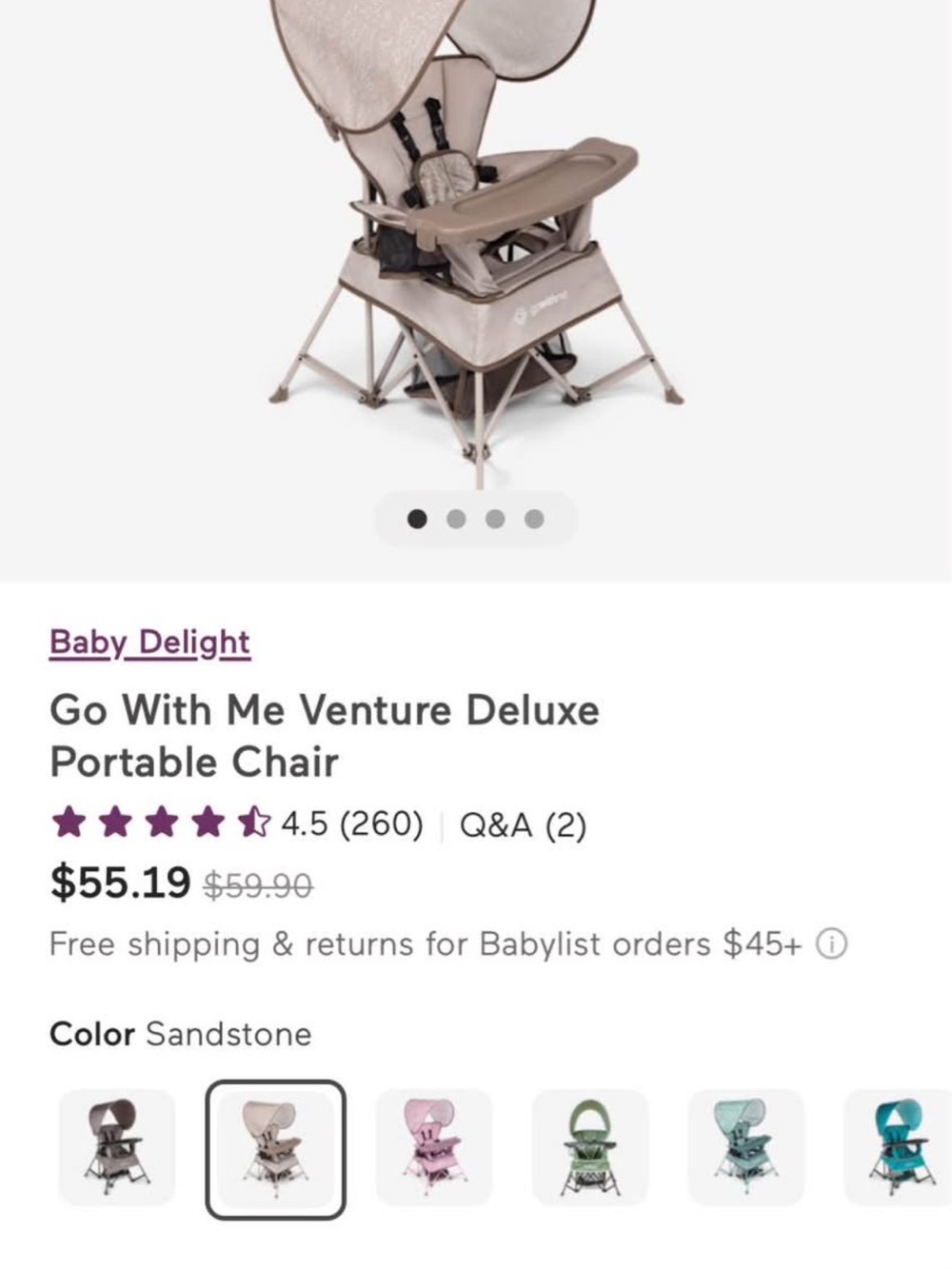 Baby Delight Sandstone Go With Me Venture Deluxe Portable Chair